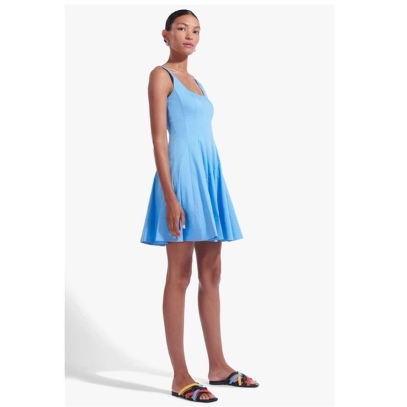 STAUD Wells Mini Dress in Cornflower Blue - Picture 2 of 6